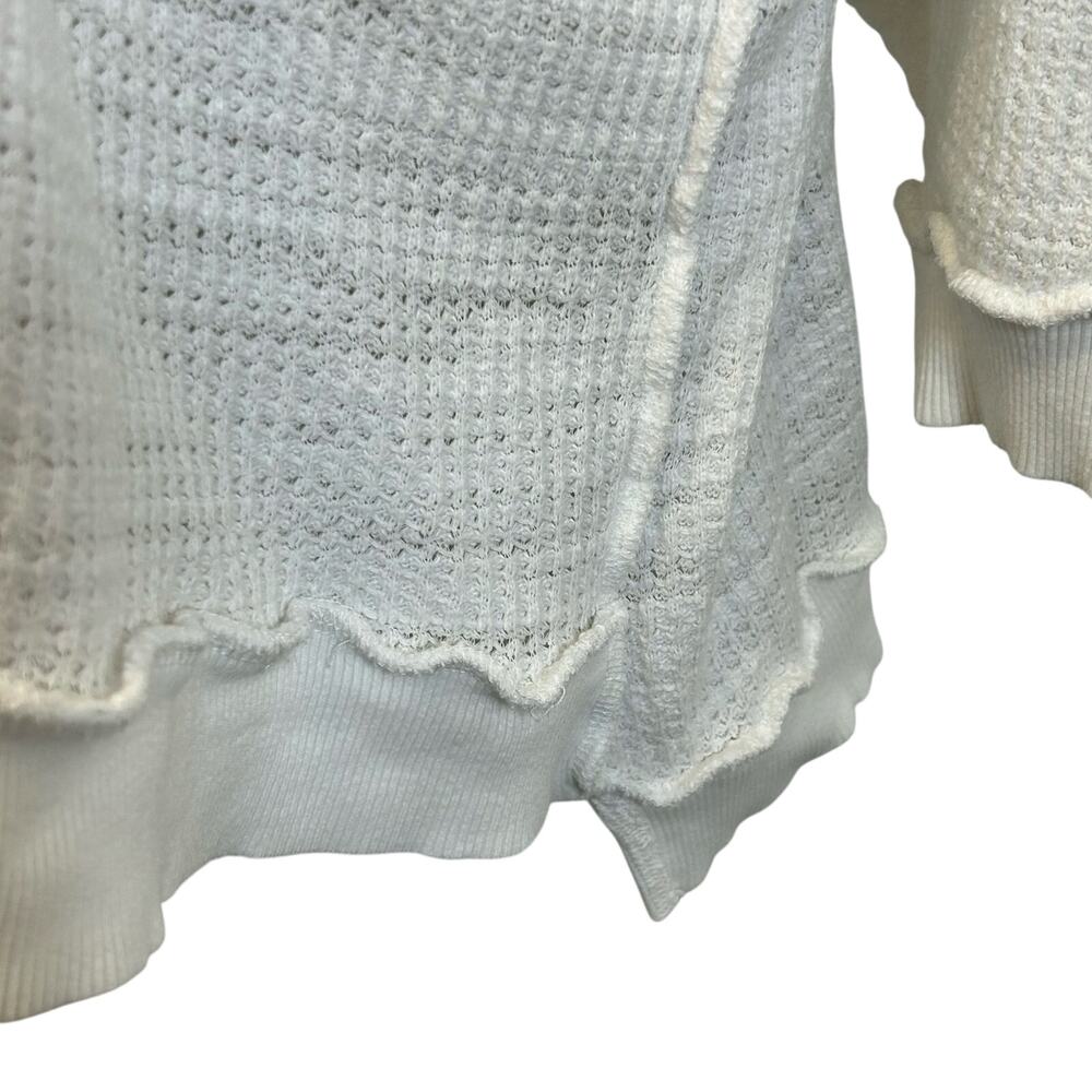 We the Free FREE PEOPLE White  Coraline Thermal Knit Top Oversized Top Women’s M - Picture 7 of 10